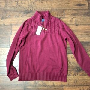 BNWT Karen Scott Burgandy Zip Pullover Sweater